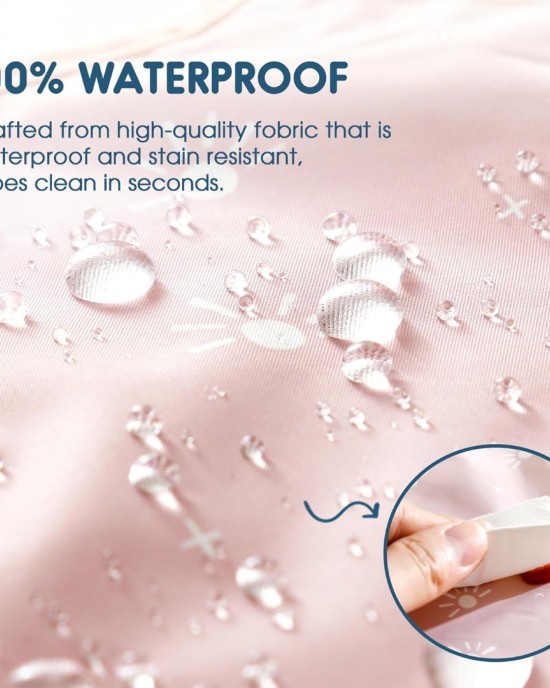 GRSSDER 3-pack Mess Proof Baby Feeding Bibs with Food Catcher Pocket, Soft Lightweight Waterproof Fabric Material with Zero Plastic-like Feel, Adjustable and Easy Clean Toddler Bibs for 6-36 Months