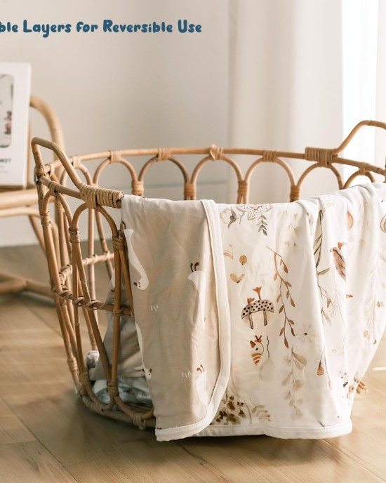 GRSSDER Baby Blankets Super Soft Jersey Knit Swaddle Blanket for Baby Girls and Boys, Double Layer Receiving Blankets 34 x 44 Inches Extra Large for Baby Show Gift, Cute Duck