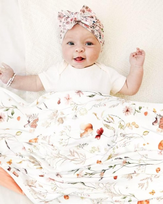 GRSSDER Baby Swaddle Blanket 2 Pack, Super Soft Jersey Knit Quilt Blankets for Baby Girls, Reversible Double Layer Receiving Blankets 34 x 44 Extra Large for Swaddling, Pink Rose & Blush Flora