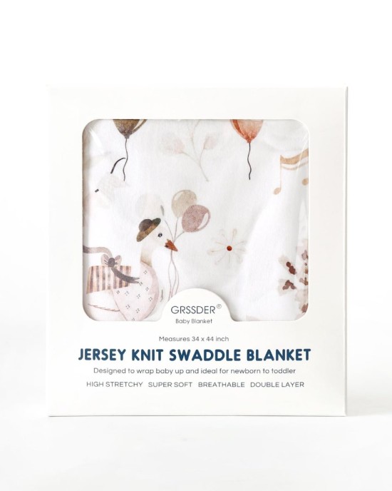 GRSSDER Baby Blankets Super Soft Jersey Knit Swaddle Blanket for Baby Girls and Boys, Double Layer Receiving Blankets 34 x 44 Inches Extra Large for Baby Show Gift, Cute Duck