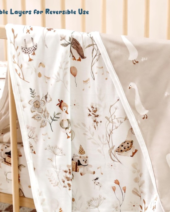GRSSDER Baby Blankets Super Soft Jersey Knit Swaddle Blanket for Baby Girls and Boys, Double Layer Receiving Blankets 34 x 44 Inches Extra Large for Baby Show Gift, Cute Duck