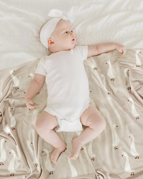 GRSSDER Baby Blankets Super Soft Jersey Knit Swaddle Blanket for Baby Girls and Boys, Double Layer Receiving Blankets 34 x 44 Inches Extra Large for Baby Show Gift, Cute Duck