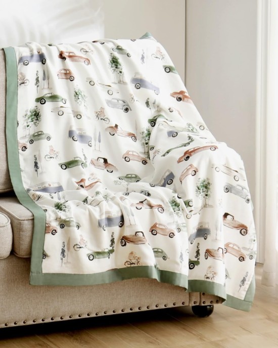 GRSSDER Cotton Muslin Quilt Blanket - Silky Soft and Breathable Kids' Throw Blanket, Oversized Muslin Blankets for Newborns, Toddlers & Kids, 6 Layers Reversible Design for All Seasons, 55" x 69"