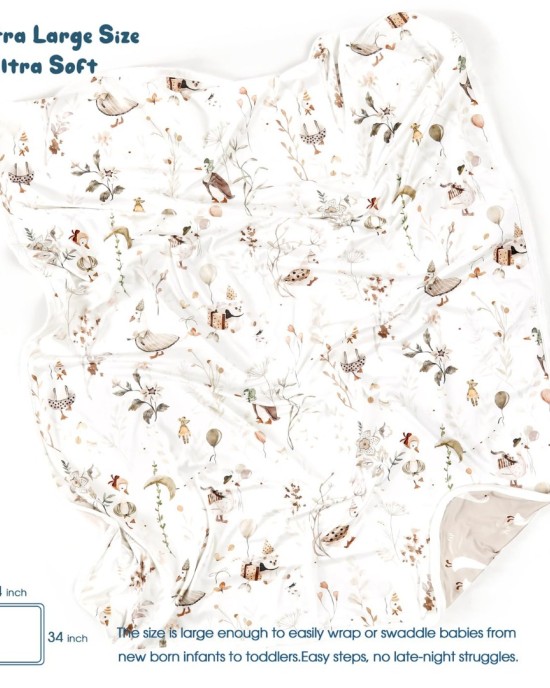 GRSSDER Baby Blankets Super Soft Jersey Knit Swaddle Blanket for Baby Girls and Boys, Double Layer Receiving Blankets 34 x 44 Inches Extra Large for Baby Show Gift, Cute Duck