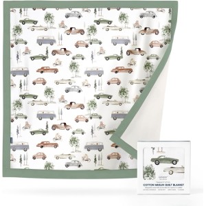 GRSSDER Cotton Muslin Quilt Blanket - Silky Soft and Breathable Kids' Throw Blanket, Oversized Muslin Blankets for Newborns, Toddlers & Kids, 6 Layers Reversible Design for All Seasons, 55" x 69"