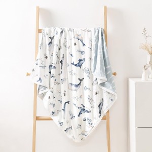 GRSSDER Baby Blankets Super Soft Jersey Knit Swaddle Blanket for Baby Girls and Boys, Double Layer Receiving Blankets 34 x 44 Inches, Extra Large for Baby Swaddling, Sea Fish