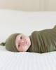 GRSSDER Newborn Swaddle Blanket, Ultra Soft Jersey Receiving Blanket with Matching Headband and Beanie Set 33×44", Stretchy Baby Neutral Swaddle Wrap for Girls and Boys