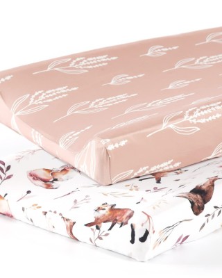 GRSSDER Stretchy Ultra Soft Fitted Bassinet Sheet Set 2 Pack, Universal Fit for Bassinets Baby Cradle Moses Basket Oval Rectangle Mattress, Stylish Jungle Deer Bassinet Sheets for Girls and Boys