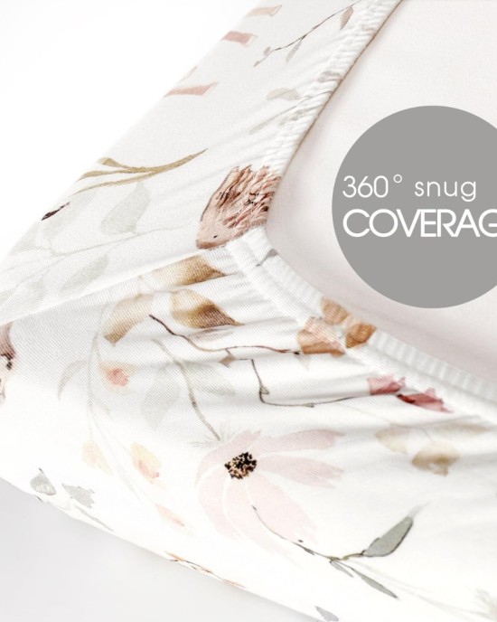 Pack n Play Sheets FItted 2 Pack, Stretchy Ultra Soft Jersey Knit Pack and Play Sheets, Universal Fitted Portable/Mini Crib Mattresses Snug and Safe, Beautiful Blush Pink Floral and Cute Animals Print